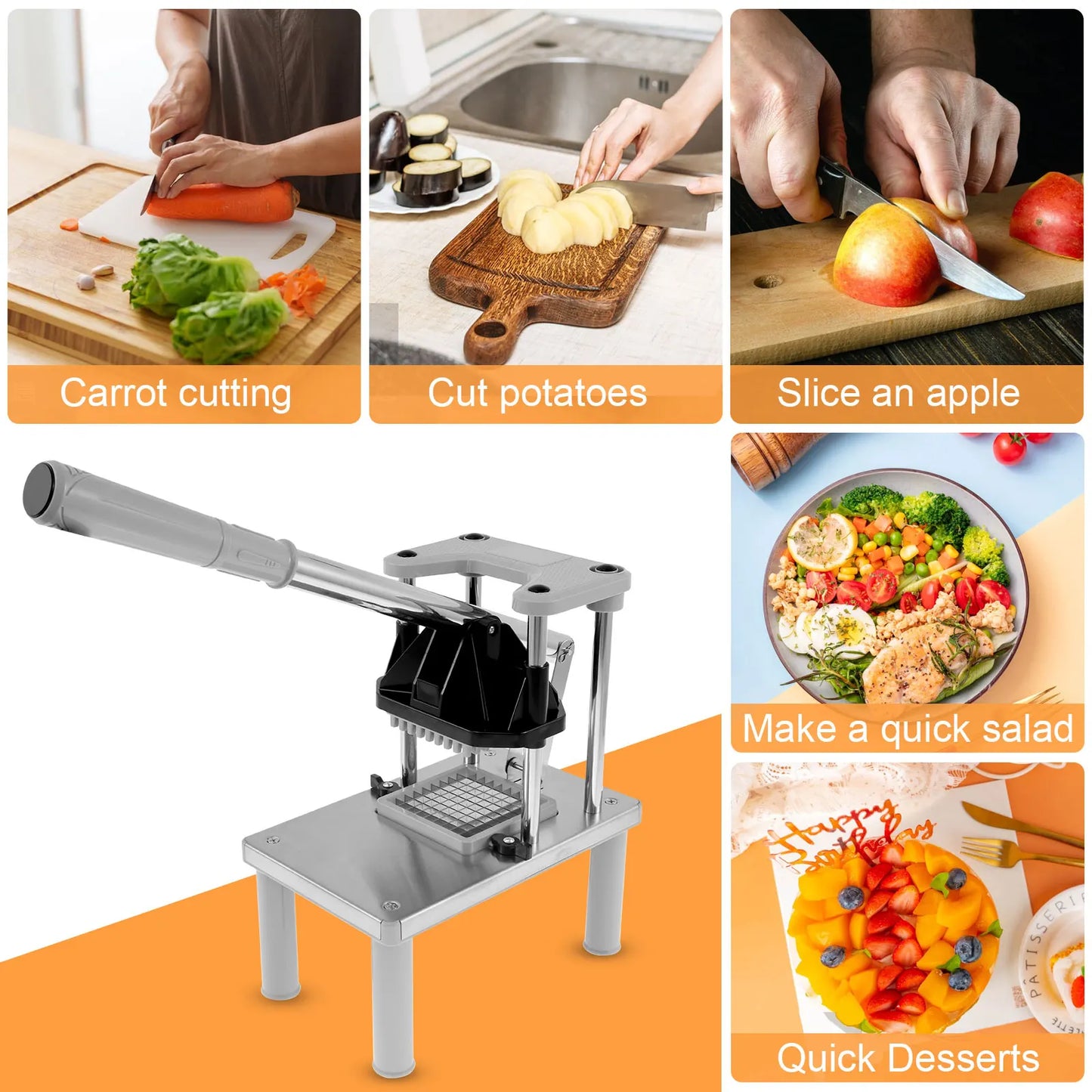 Professional Chip Cutter | Heavy Duty Stainless Steel Potato Slicer