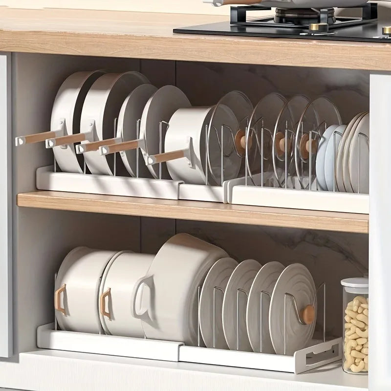 Expandable Kitchen Cabinet Organiser | Plate & Pan Storage Rack