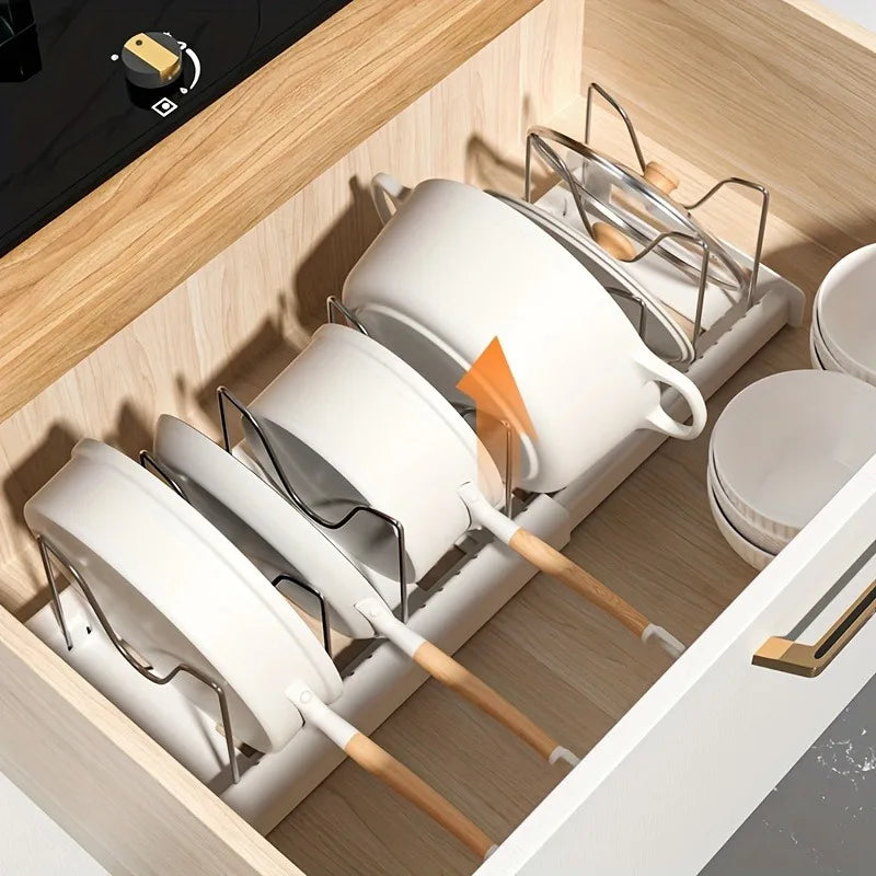 Expandable Kitchen Cabinet Organiser | Plate & Pan Storage Rack