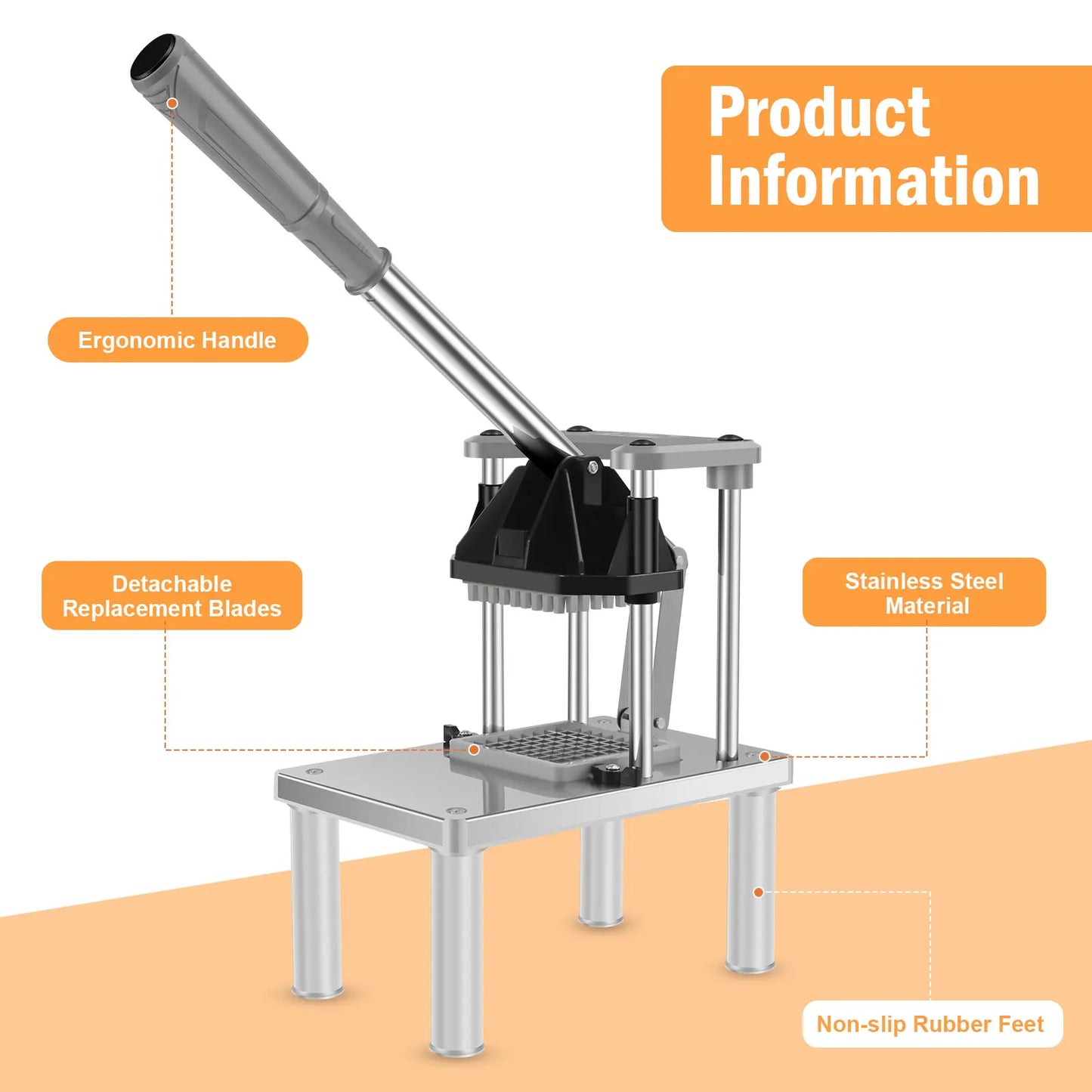Professional Chip Cutter | Heavy Duty Stainless Steel Potato Slicer
