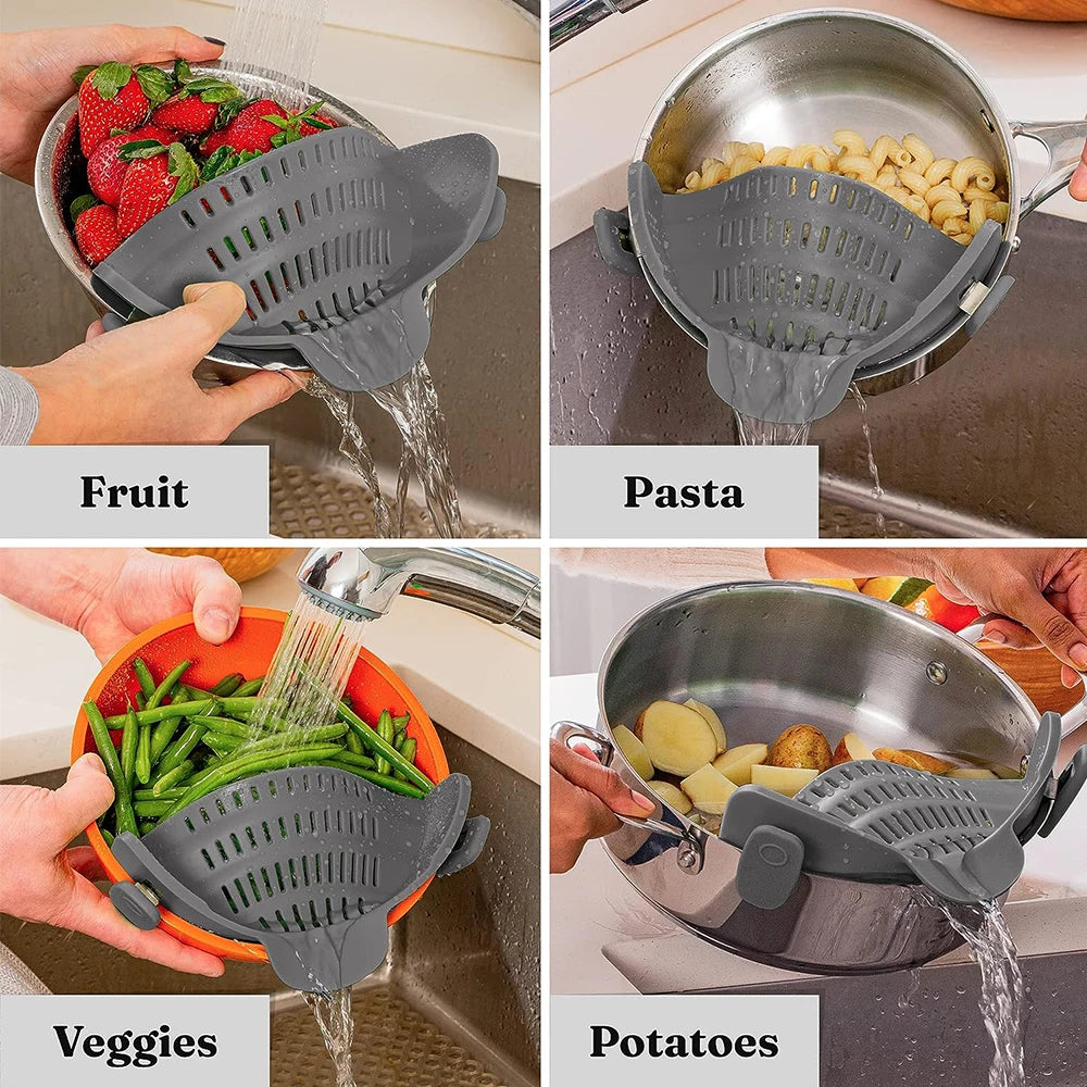 Premium Clip-On Pot Strainer | Easy Pasta & Veg Drainer