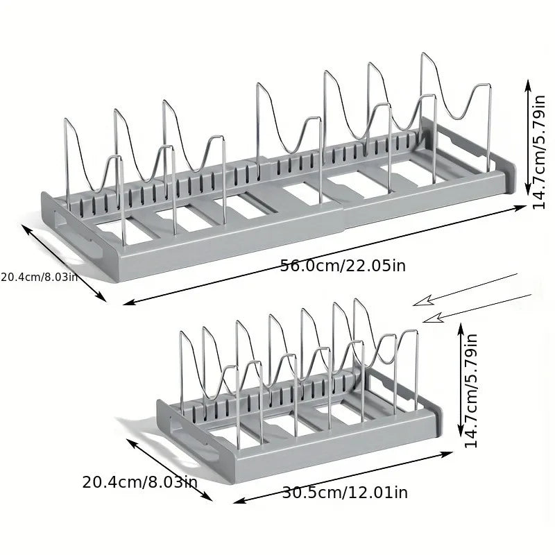 Expandable Kitchen Cabinet Organiser | Plate & Pan Storage Rack
