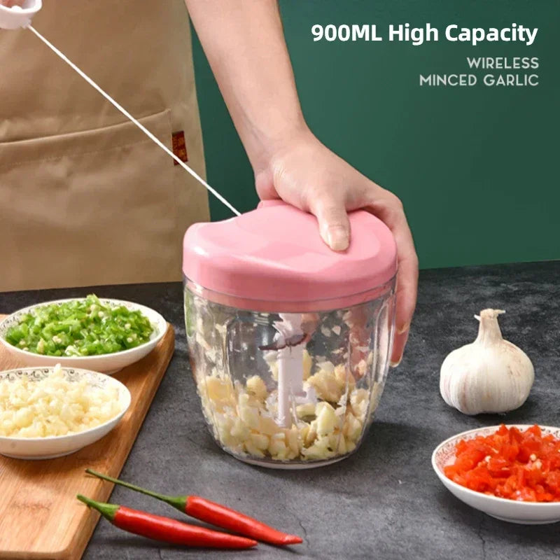 Manual Pull Food Chopper | Quick Garlic, Onion & Veg Cutter
